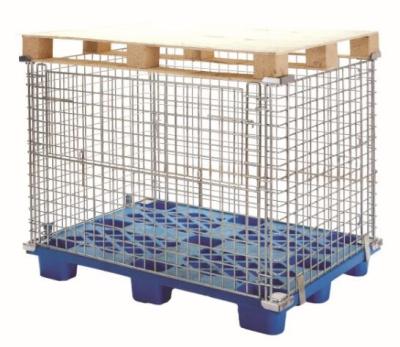 China Warehouse Warehouse Zinc Coated Wire Mesh Pallet Cage Storage Container Steel Wire for sale