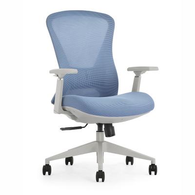 China (Size) Hot Selling Adjustable On The Line Mid-Back Swivel Chair Price Blue Mesh Office Chair Computer Desk Chair for sale