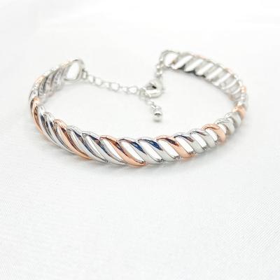 China CLASSIC Two Tone Handmade Pure Copper Wire Bangle Metal Bracelets Chain Handicraftas Bangle Bracelet for sale