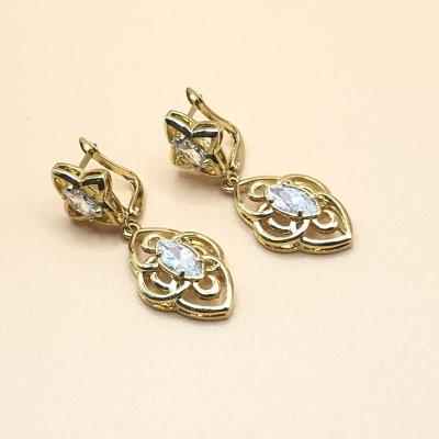 China 2021 TRENDY 18k 14k Gold Plated Wholesale Fancy Big Zircon Stud Earrings For Party Girls for sale