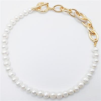 China Fashion Jewelry Baroque Freshwater Gold Plated CLASSIC Customized Pearl Necklace For Women for sale