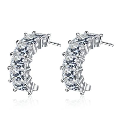 China TRENDARY Women Crystal Diamond Huggie Silver Earing For Zircon Circle Earring Tennis Jewelry Fashion for sale