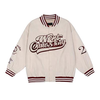 China Fashion Letters Embroidery Jacket Vintage Hip-Hop Baseball Reversible Custom Made American Jackets Loose Men Street Crop Jacket for sale