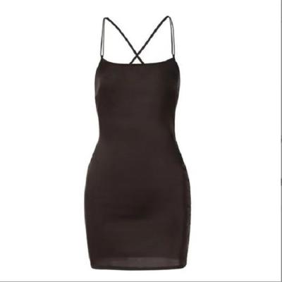 China Hip bag sling fashion women's high-end sexy women's backless short satin tight dress washable tight skirt for sale