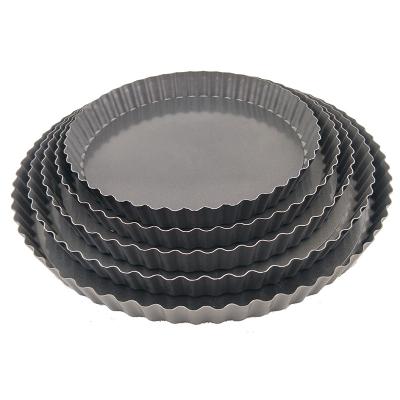 China Bakeware Fluted Non-Stick Quiche Pizza Pan Tray With Removable Loose Bottom Tart Pie Pan for sale