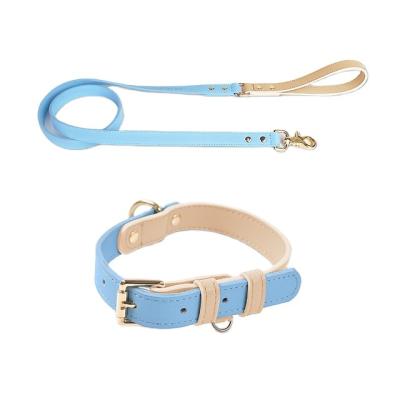 China Viable Leather Hand Stitched Metal Buckle Metal Buckle Dog Collar Designer Dog Collar Premium and Lead Wholesales for sale