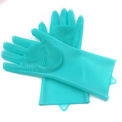 China 100% Custom Magic Scrubber Household Magic Food Grade Silicone Brush Dish Cleaning Rubber Washing Gloves for sale