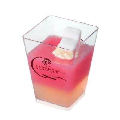 China 150ml Clear Custom Single Wall Printed Square Disposable Dessert Plastic Cup for sale