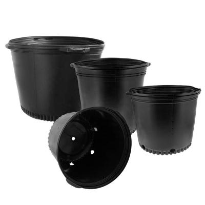 China Garden Patio Hotel Black Thicken China Gallon Factory Plastic Flower Pot Outdoor Garden Flower Pot for sale