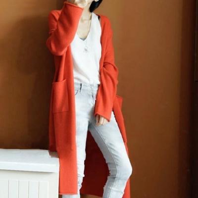 China 2022 Autumn Knitted Sweater Breathable Long Cardigan Sweater Outwear For Women for sale