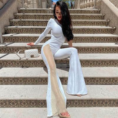 China sexy & Autumn New Fashion Club One-shoulder Sexy One-Shoulder Mesh Stitching Lady Long Sleeve Jumpsuit for sale