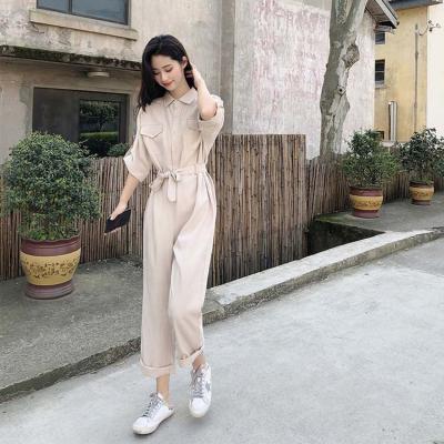 China Breathable Casual Summer Women One Piece Overalls And Rompers Loose Cargo Pants With Belt for sale