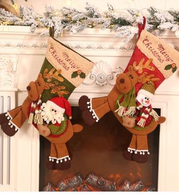 China Christmas Xmas Gift Bags Christmas Decorations Snowman Deer Candy Riding Socks for sale