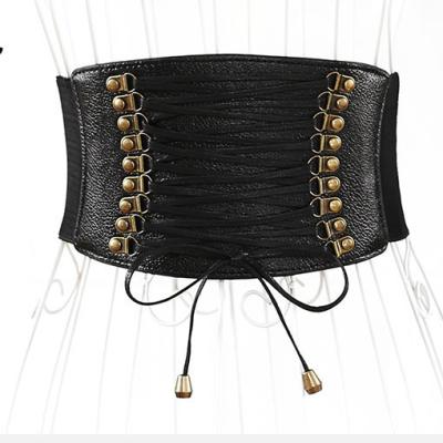 China Vintage wide rivet fashion all-match fashion super wide women's belt decorative elastic waistband for sale