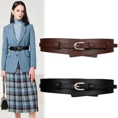 China All-match Western Style Outer Waist Coat Decoration Leather Belt CASUAL Women's Wide Dress Belt for sale