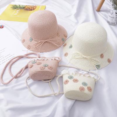 China Fashoion Kids Purses Hat And Straw Beach Kids Summer Cute Hats And Straw Bags Kids Girls Gift Baby Hat Sets And Bag Set for sale