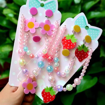 China Colorful Cute Cartoon Beads Girls Jewelry Set Kids Necklace Bracelet Kids Jewelry Set From China for sale