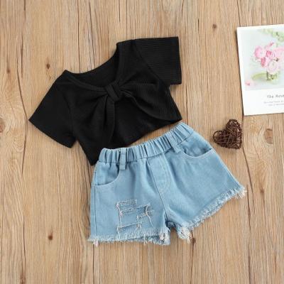 China Fashion girl clothing set 2022 summer fashion kids outfits girls summer boutique clothing two-piece set for sale