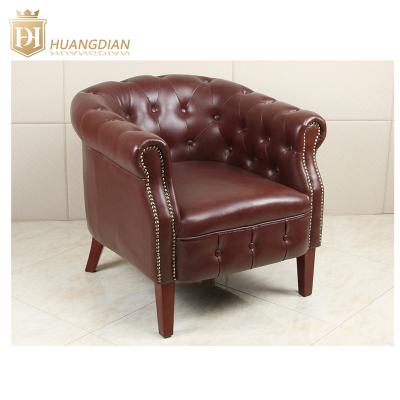 China Chesterfield SOFA Luxury Hotel Room PU Frame Sofa Leather Simple Solid Wood Chair for sale