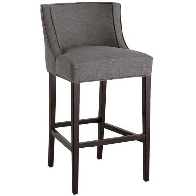 China High Quality Gray Fabric Bar Stool Solid Wood Back Rest Chair HDD204 for sale