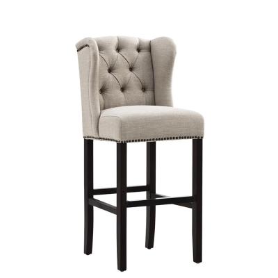 China Custom Tufted Bar Stool Wing Chair Fabric Bar Stool for sale