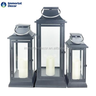 China Home Decoration Elegan Glass Metal Lantern With Candle for sale