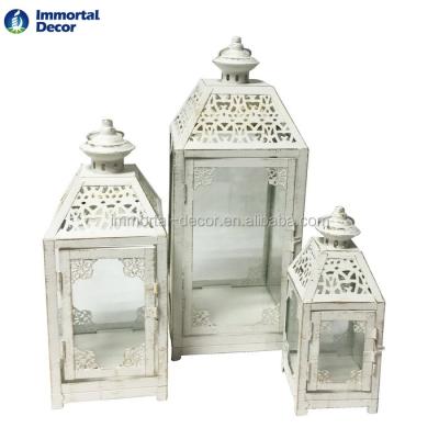 China Home Decoration White Metal Candle Lantern for sale