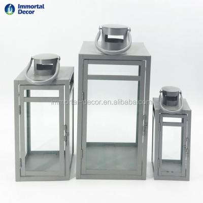 China 3 USA POPULAR Design Home Decoration Gray Metal Lantern Set for sale