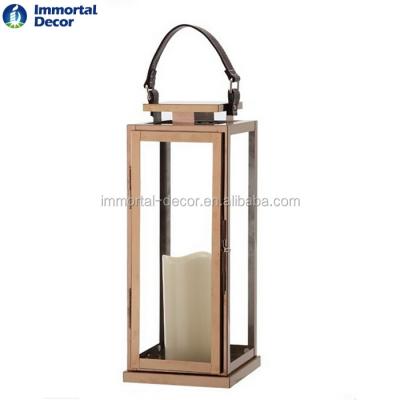 China Home Decoration Rose Gold Stainless Steel Candle Lanterns SSL3029 for sale