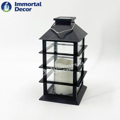 China Home Decoration Hot Selling Solar Plastic Lantern With LED Candle Outdoor Use for sale