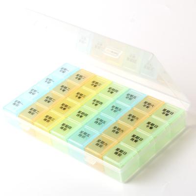 China Hot Sale Eco-friendly Weekly Grid Organizer Pill Storage Keepsake Gift Promotion Travel Plastic Pill Box Custom Logo Pill Box In Portable 28 for sale