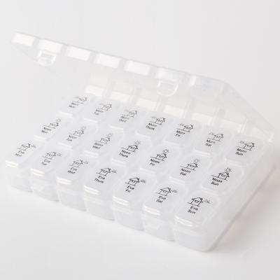 China Weekly Seven Day Pill Box Personalized Eco-Friendly Plastic Portable Weekly Pill Organizer Food Grade Medication Reminder Pill Organizer for sale