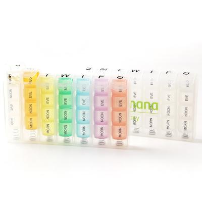 China Eco-friendly Weekly Type High Quality Portable Environmental Protection Weekly Pill Organizer Pill Box Medical 7 Day Pill Box Silicone Pill Box for sale