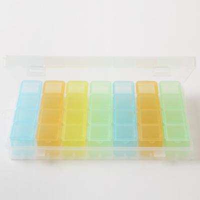 China Plastic Pill Organizer Pill Storage Box Portable Sealed 28 Compartment Medicine Box Large Capacity Eco-Friendly Weekly Pill Box Travel for sale