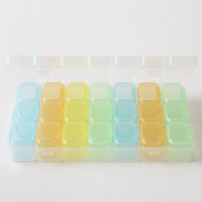 China Eco-friendly Weekly Pill Organizer The Manufacturer Supplies A Plastic 21 - Cell Double-Layer Protection Four-color Pill Box Silicone Pill Box for sale