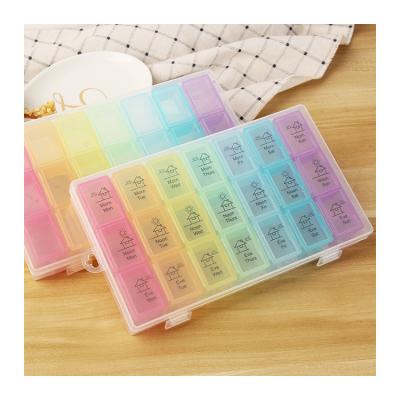 China Eco-friendly High Quality Simple Weekly Pill Organizer and Plastic Medicine Storage Portable Medicine Storage Box Portable Pill Dispensing Box for sale