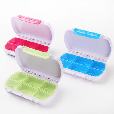 China Factory Direct Environmental Protective Weekly Material 6 Compartment Pill Organizer Clamshell Portable Drug Storage Box for sale