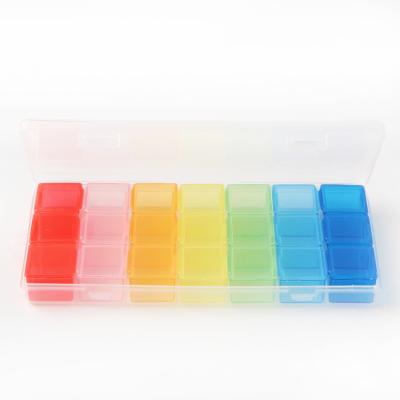 China Eco-friendly Weekly Pill Organizer Hot Selling High Quality Customized Portable Plastic Sealed And Divided Pill Box Factory Direct Sales for sale