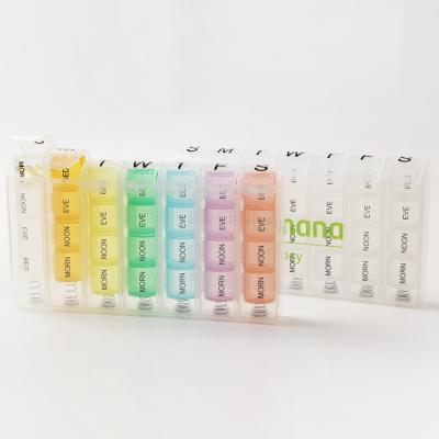 China Factory direct sales portable pill organizer travel 7 days a week pill box mini pill storage box eco-friendly portable plastic weekly pill box for sale