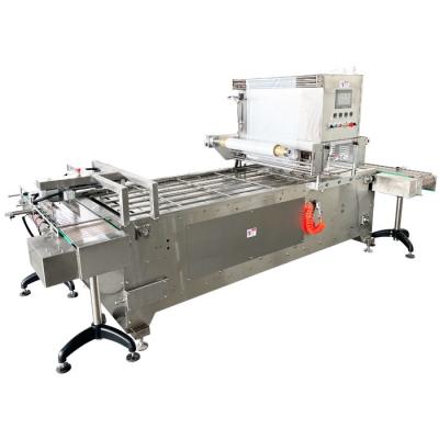 China PLC Controlled MAP Tray Sealer Machine for seafood tray vacuum gas flushing sealing for sale