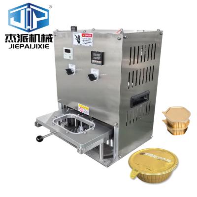 China Semi-Auto Desktop Aluminum Foil Tray Sealing Machine For Alu-Film Heat Sealing for sale