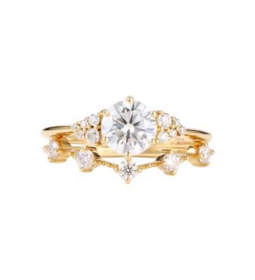 China CLASSIC Engagement Ring Set Vintage Wedding Rings Fashion 14K Rose Gold Jewelry Cluster Moissanite en venta