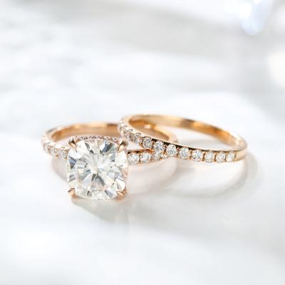 中国 CLASSIC Wome Moissanite Diamond Engagement And Wedding Ring Jewelry Set Of Vintage Rings 販売のため