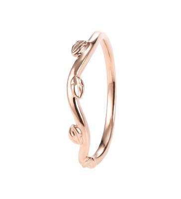 China CLASSIC Single Leaf of Promise Gift 14K Rose Gold Wedding Band Simple Twisted Ring Vintage Stacking Rings for sale