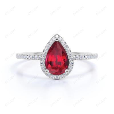 China Hot Selling Gold CLASSIC Ruby Rings For Women Pear Shaped Jewelry 9K Gold Ring en venta