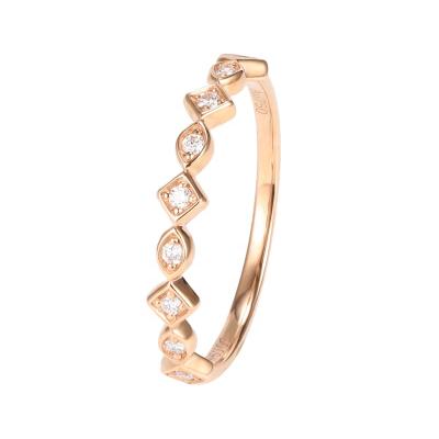 Cina Factory Supply CLASSIC Moissanite Unique Custom Diamond 14k Rose Gold Wedding Band Stacking Ring in vendita