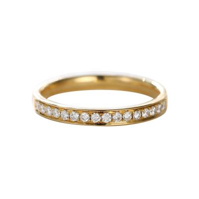 China Moissanite CLASSIC Wedding Band 14k Yellow Gold Half Eternity Matching Ring For Girl Women Ladies for sale