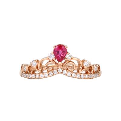 China Wholesale CLASSIC Pear Shaped Curve Ruby Crown Wedding Band Vintage Stacking Women's Rings For Gift for sale