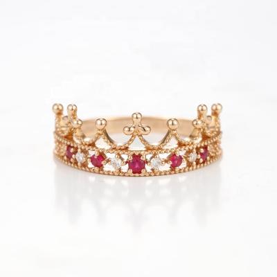 China Women's CLASSIC Ruby Engagement Ring Fashion Jewelry 14K Rose Gold Crown Rings For nature en venta