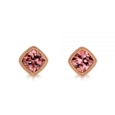 China Luxury Romantic Design Jewelry 14k Gold Tourmaline Gemstone Stud Earrings For Women en venta